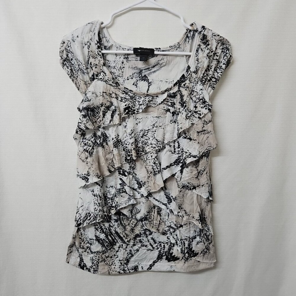 Womens Sz XS ruffle Blouse Y2k Abstract Fairycore Feminine Whimsigoth Boho